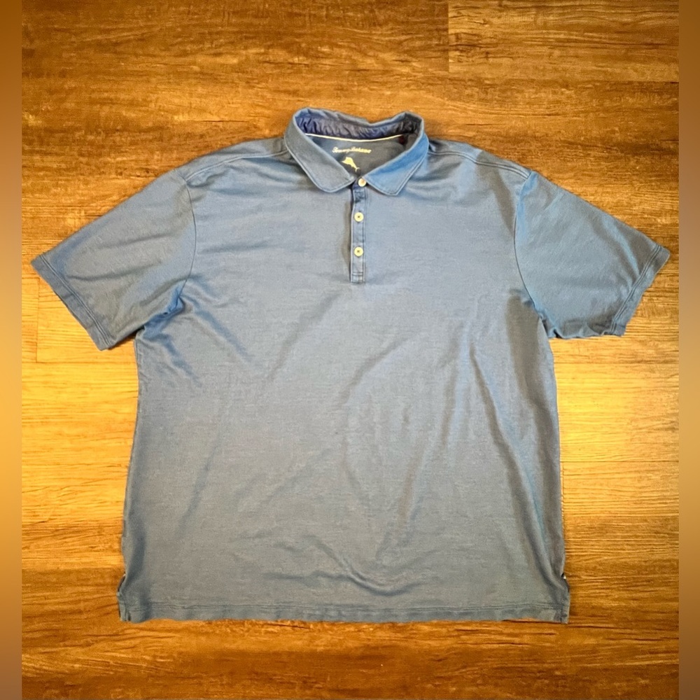Tommy Bahama Mens Pullover Short Sleeve Blue Modal Polyester Polo Shirt 2XL D38